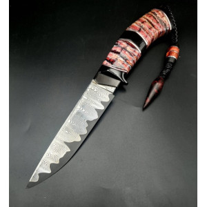 ЗАХІД СОНЦЯ авторський ніж ручної роботи Павла Гончаренка, s390 в ламінаті з атмосферостійкого дамаску, 67-68 HRC. Photo 2